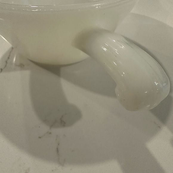 Fire King Milk Glass Bowl With  Handle - Picture 4 of 8